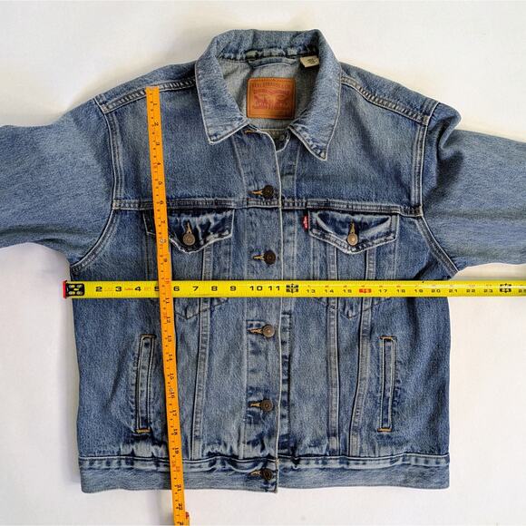 Levi's Jean Jacket Womens L Blue Denim Ladies Trucker Classic Button Cotton - Picture 8 of 10